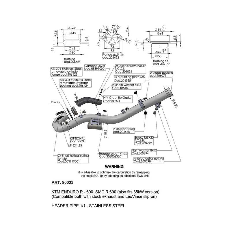 Kit Collettori Ktm Smc/ENDURO690 19- per KTM SMC/Enduro 690 19- e altri modelli Vendita Finale